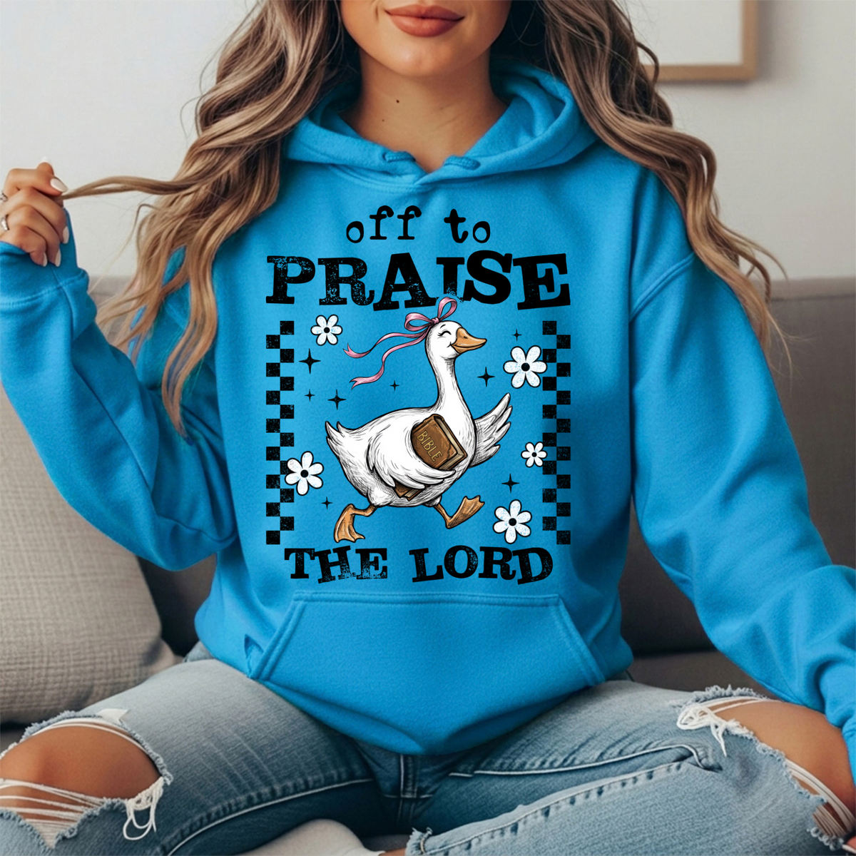 Off to Praise the Lord Goose Graphic Hoodie