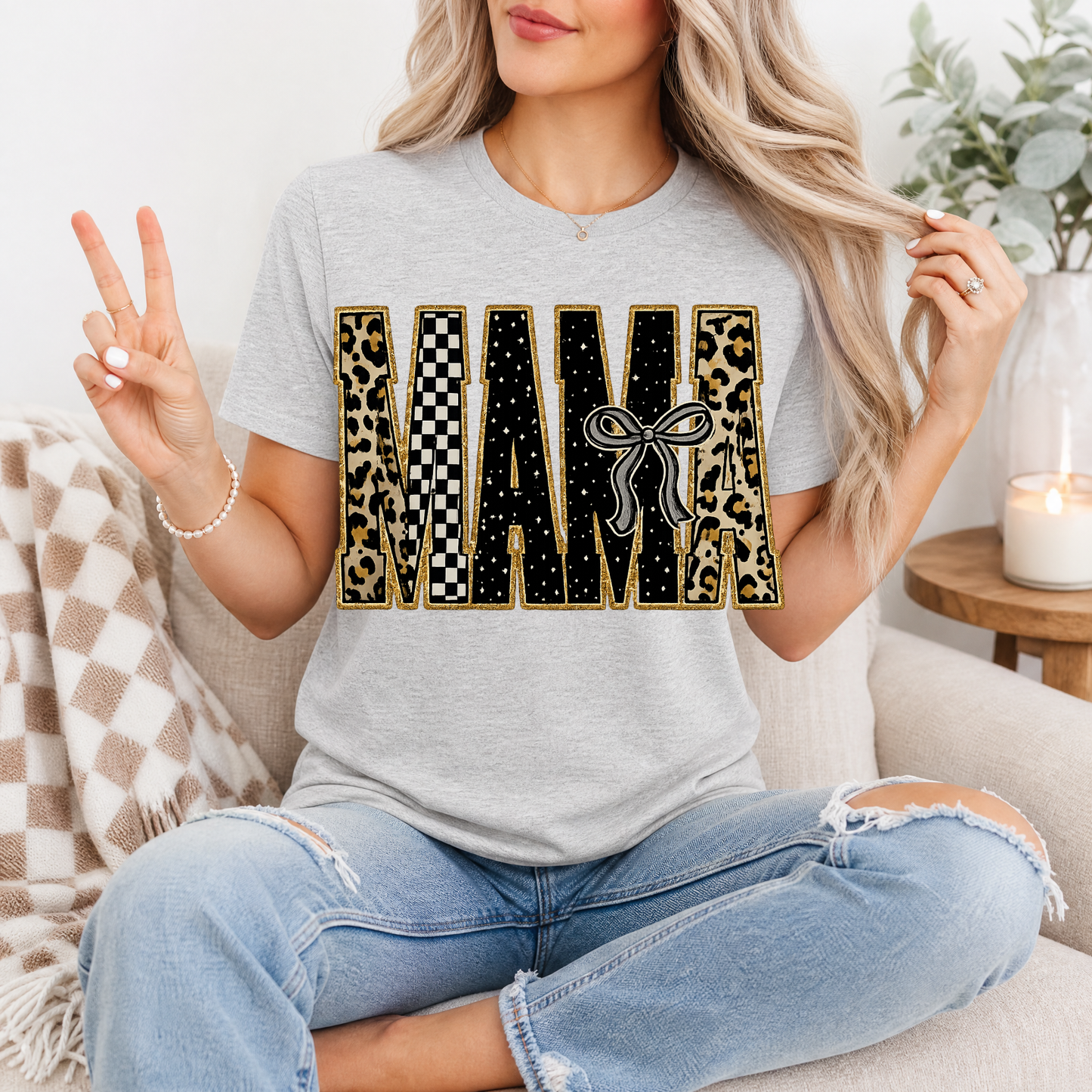 Mama Mixed Pattern Premium Graphic Tee