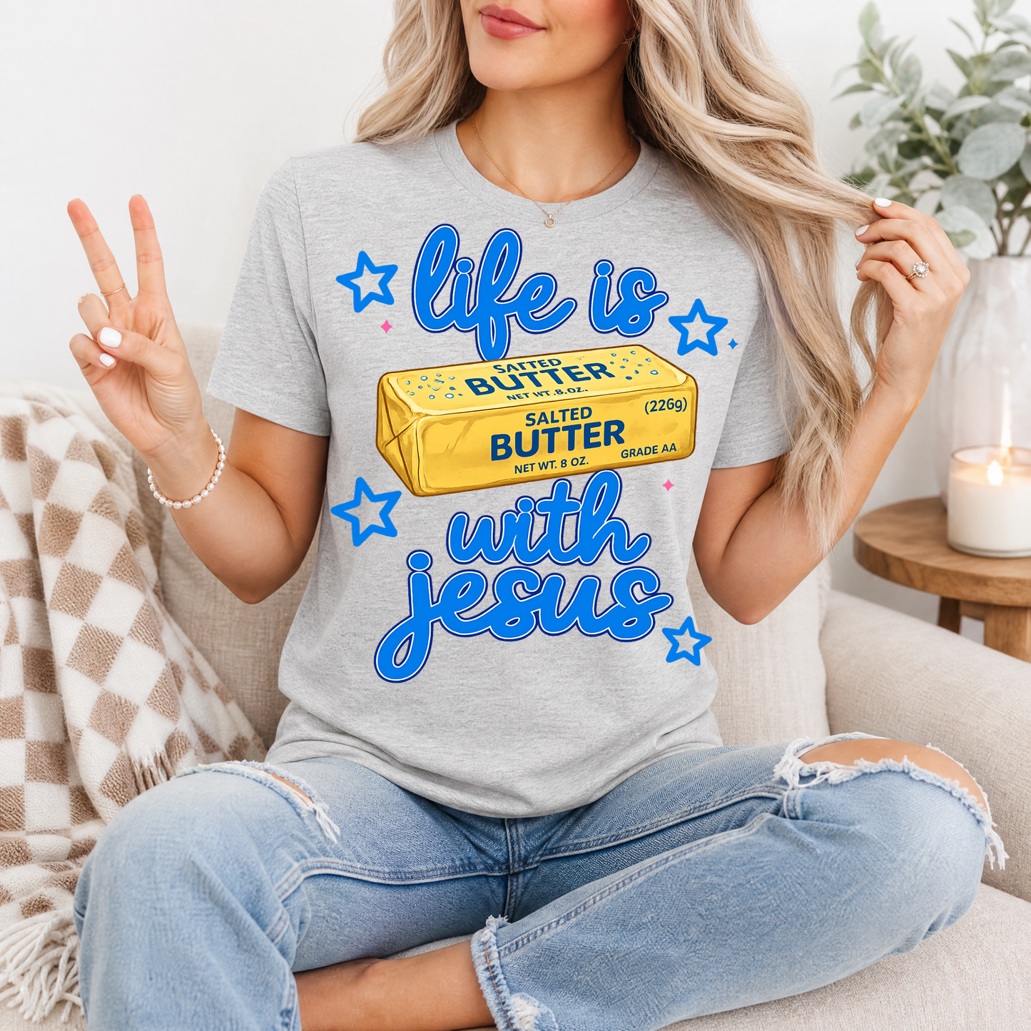 Life Is Butter With Jesus Premium Graphic Tee