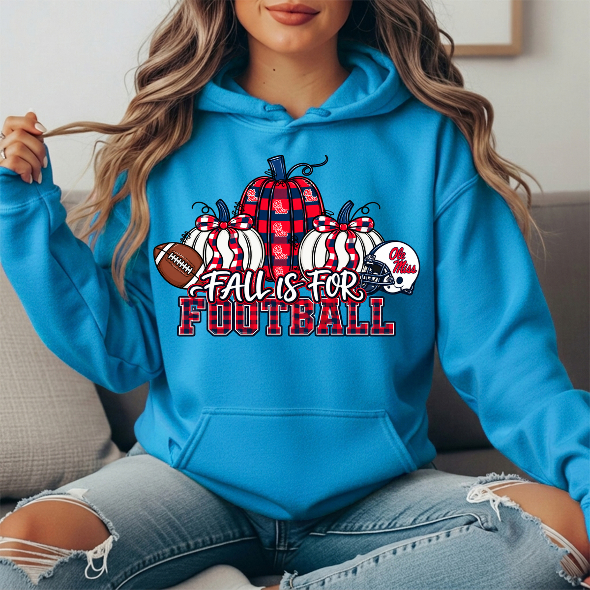 Ole Miss Fall Is for Football Pumpkin Graphic Hoodie