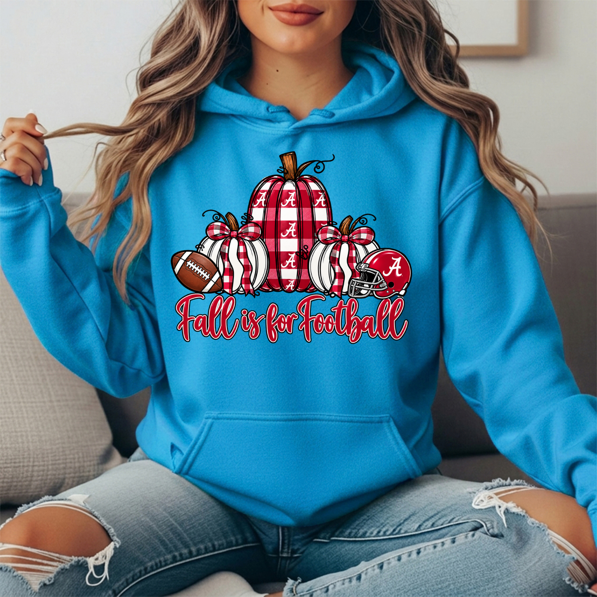 Alabama Crimson Tide Fall Is for Football Pumpkin Graphic Hoodie