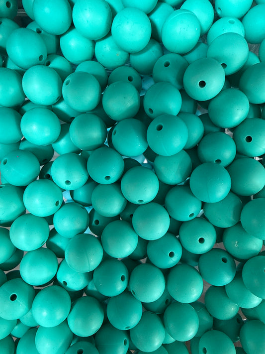 Wholesale 15mm Solid Silicone Beads- Teal