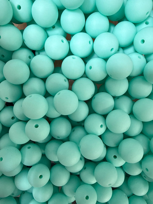 Wholesale 15mm Solid Silicone Beads- Seafoam