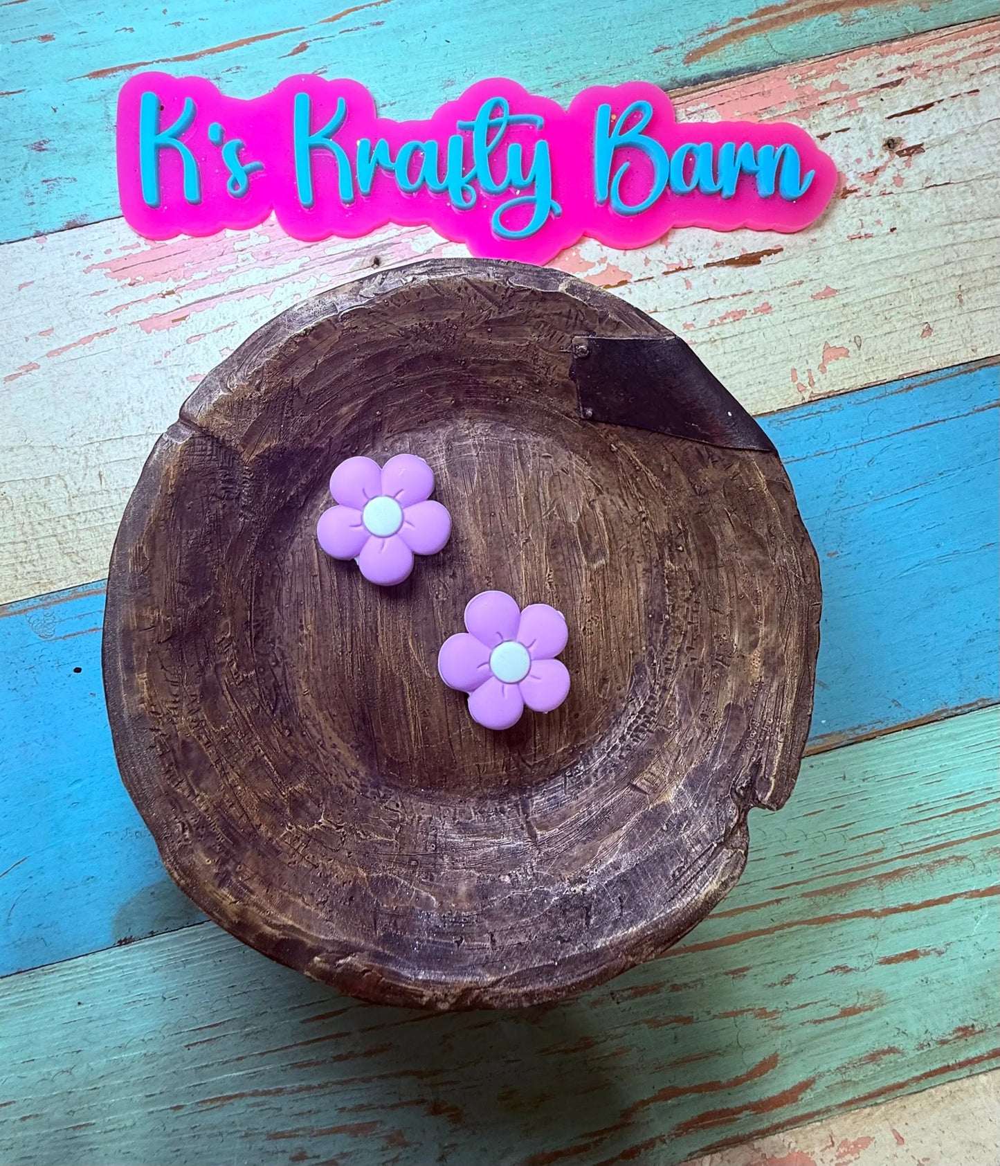 Silicone Focal Bead-Hot Lavender Daisy Flower K's Krafty Barn
