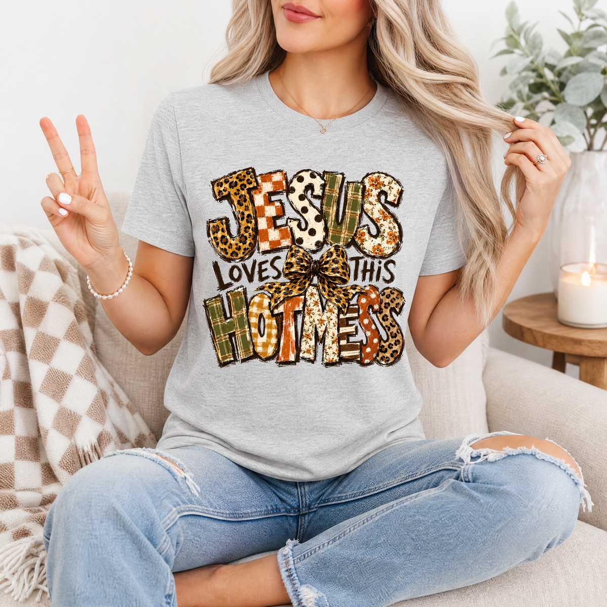 Jesus Loves This Hot Mess Christian Graphic Tee