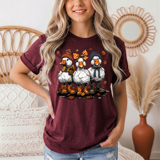 Autumn Duck Trio Boots & Bow Graphic Tee