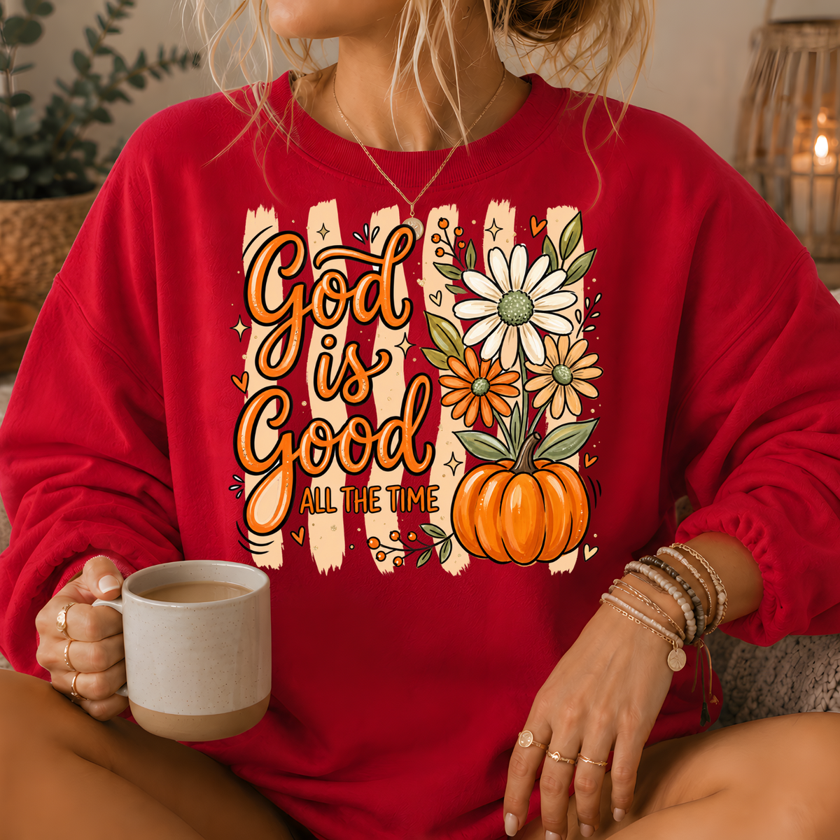 God Is Good Pumpkin Premium Crewneck Sweatshirt