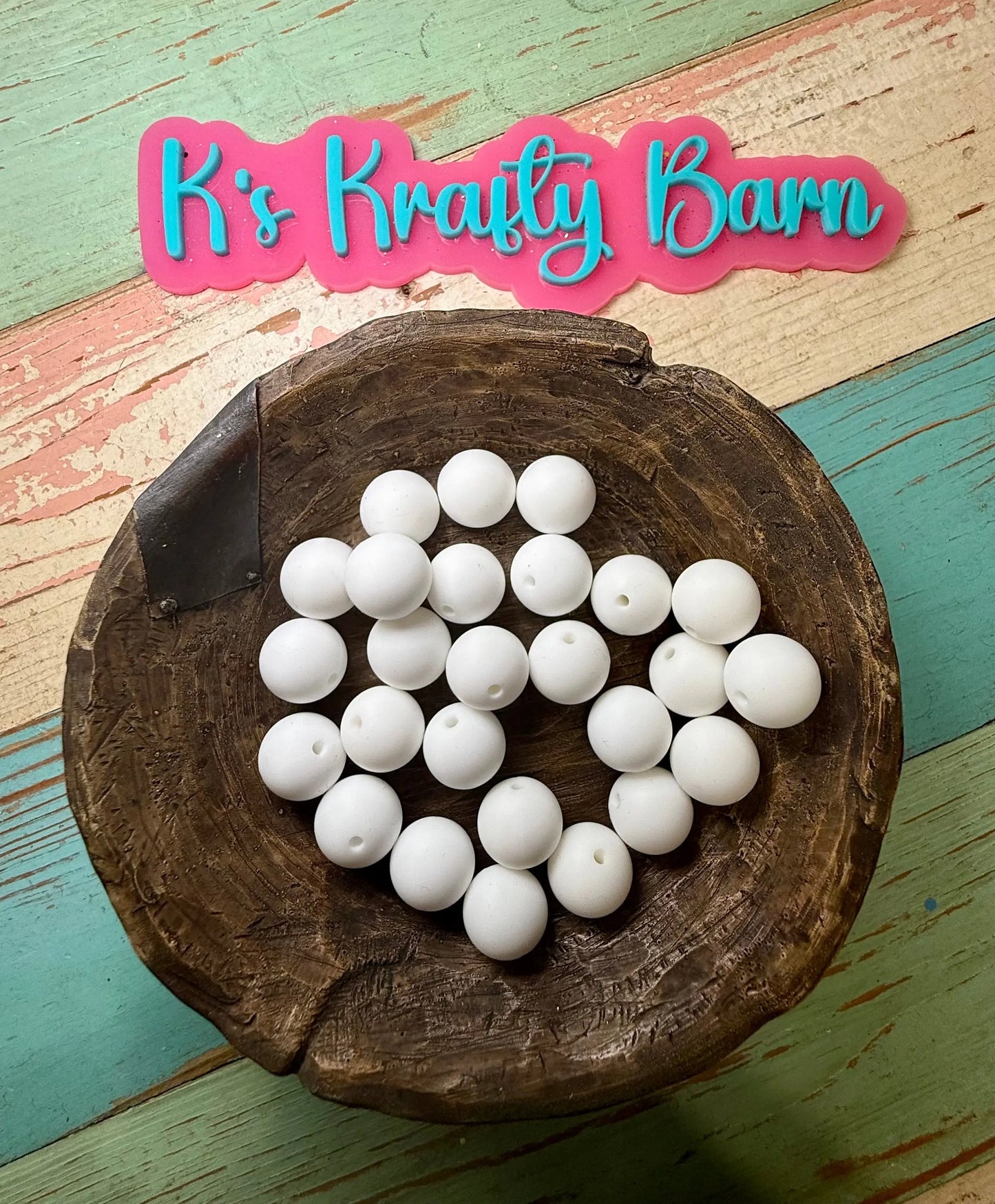 15mm Solid Silicone Beads-White K's Krafty Barn