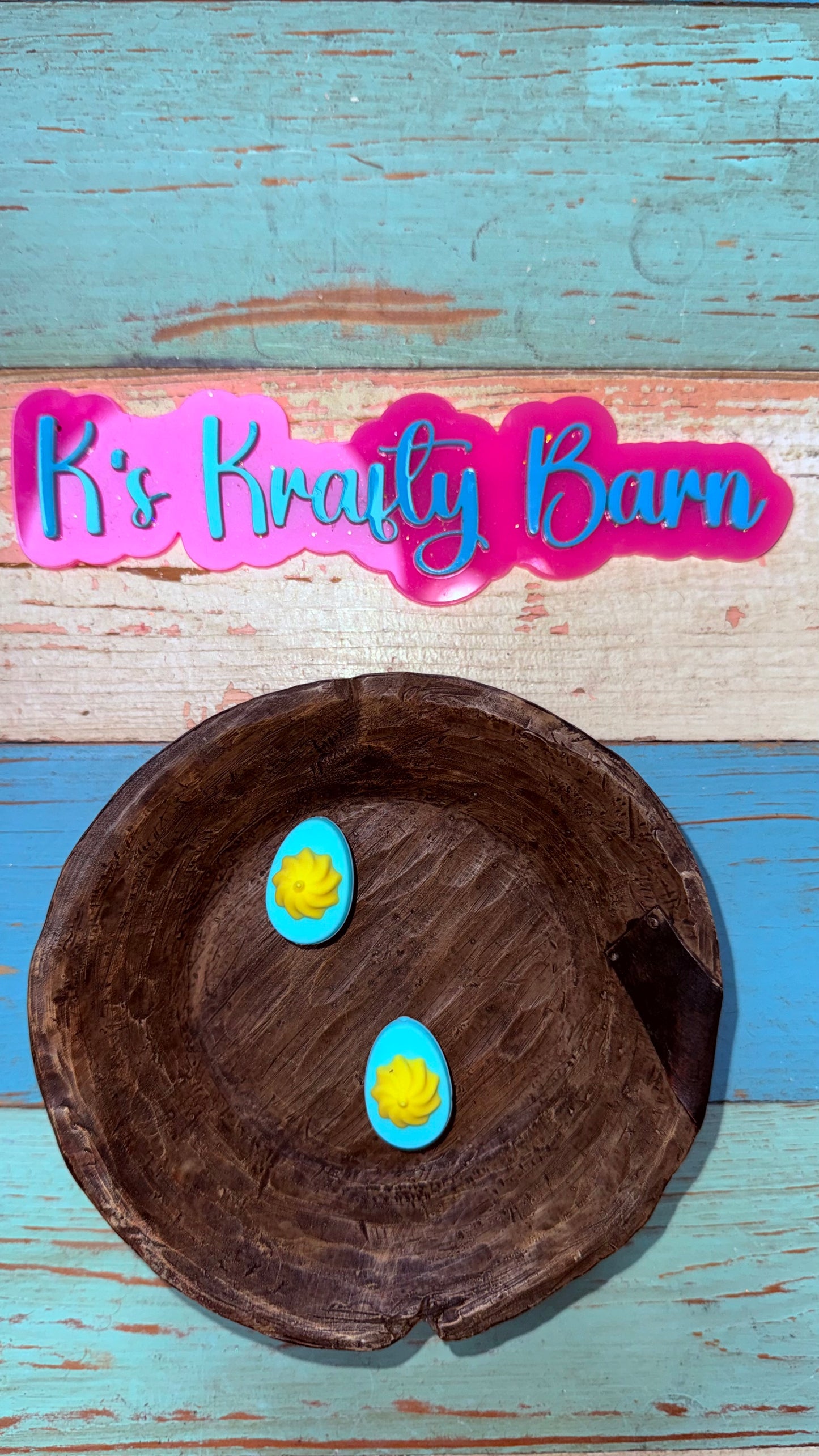 Wholesale Silicone Focal Bead-Macaroon Blue Deviled Egg