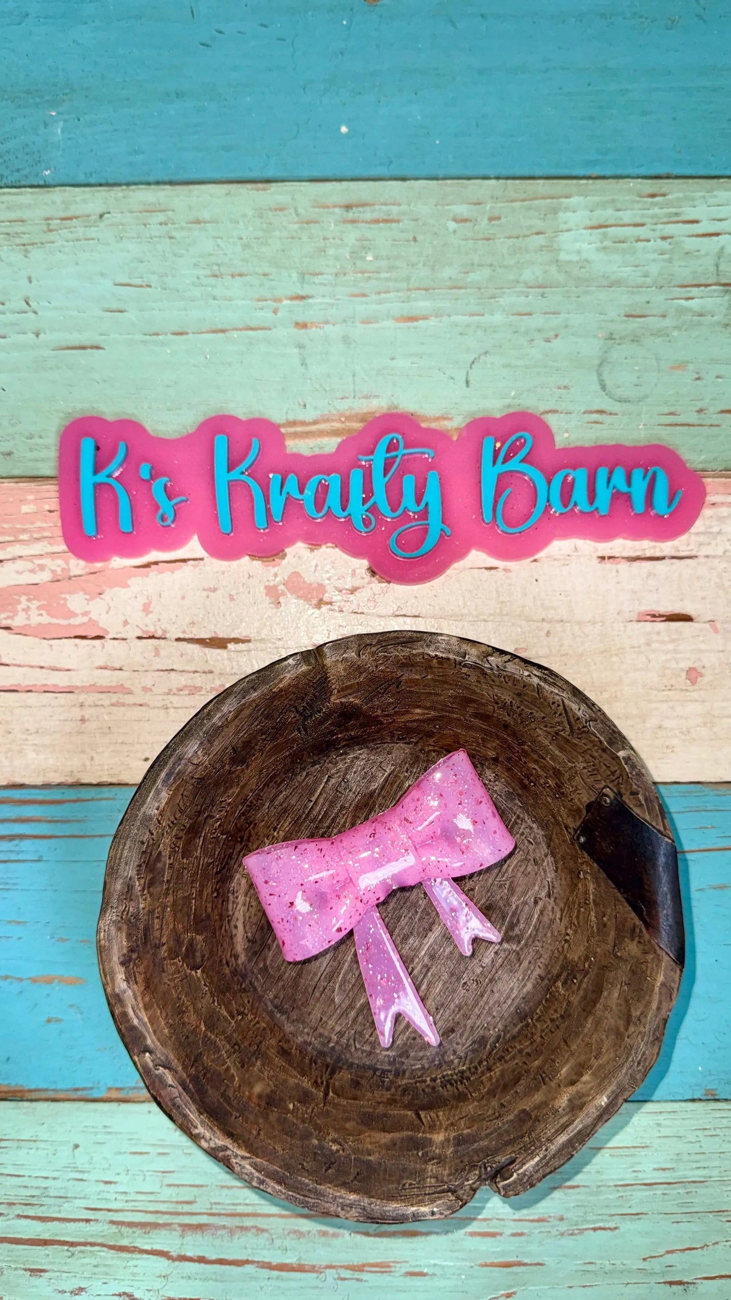 Silicone Focal Bead- Pink confetti jelly bow K's Krafty Barn