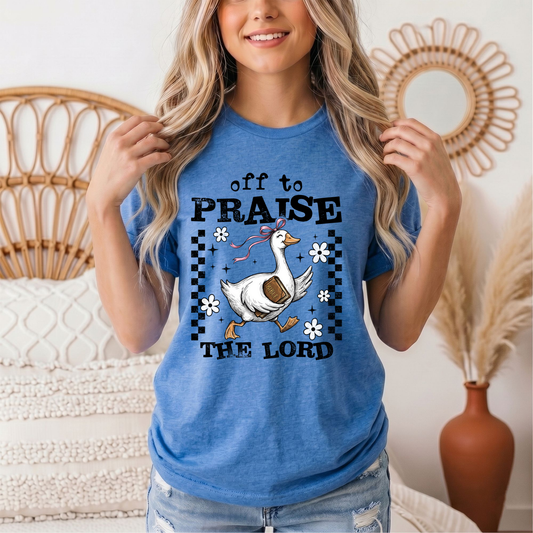 Off To Praise The Lord Christian Graphic Tee