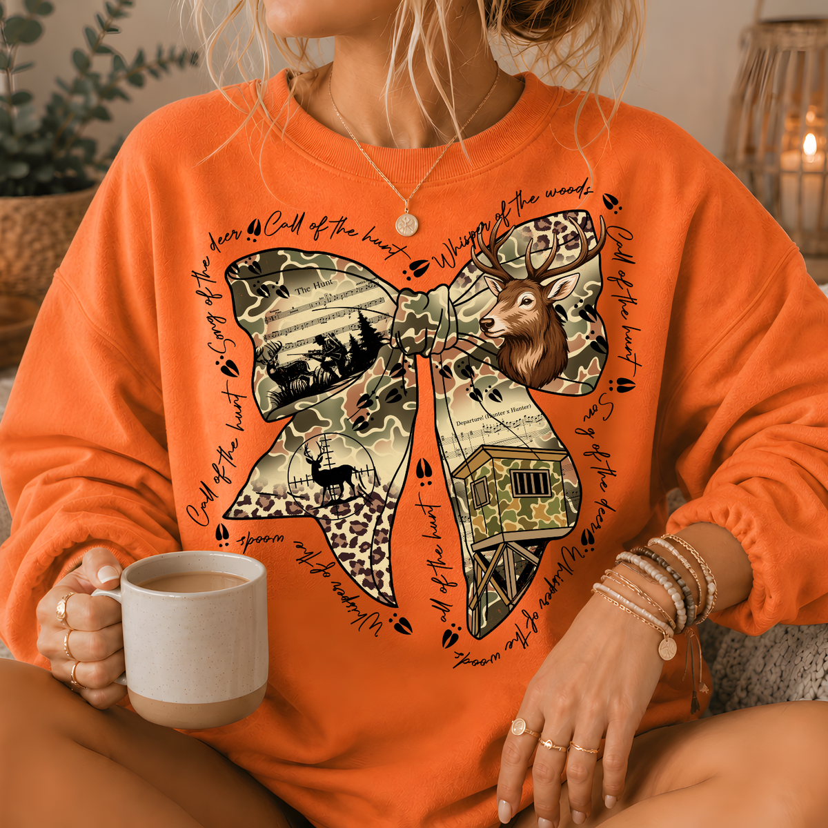 Camo Deer Hunting Bow Crewneck Sweatshirt