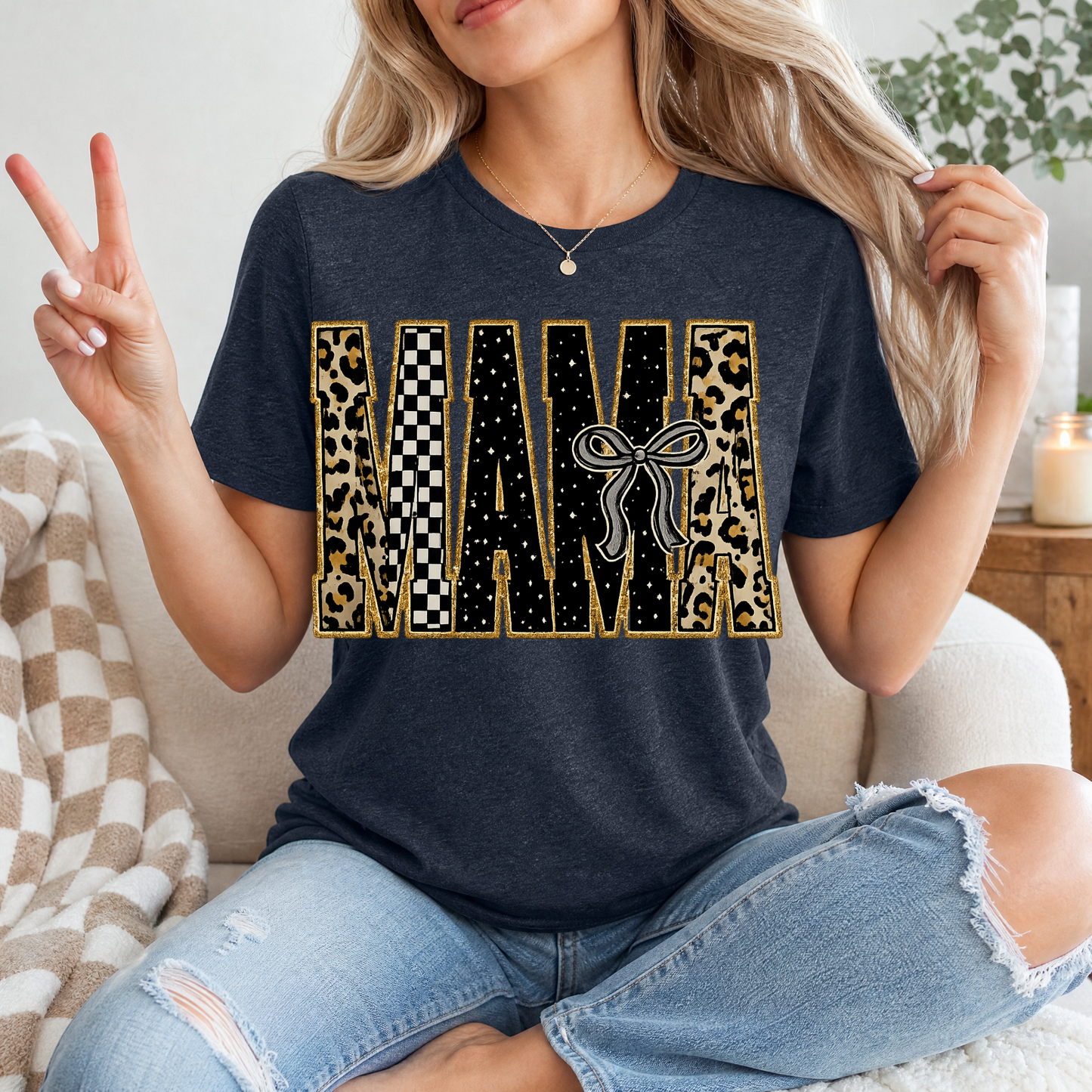 Mama Mixed Pattern Premium Graphic Tee