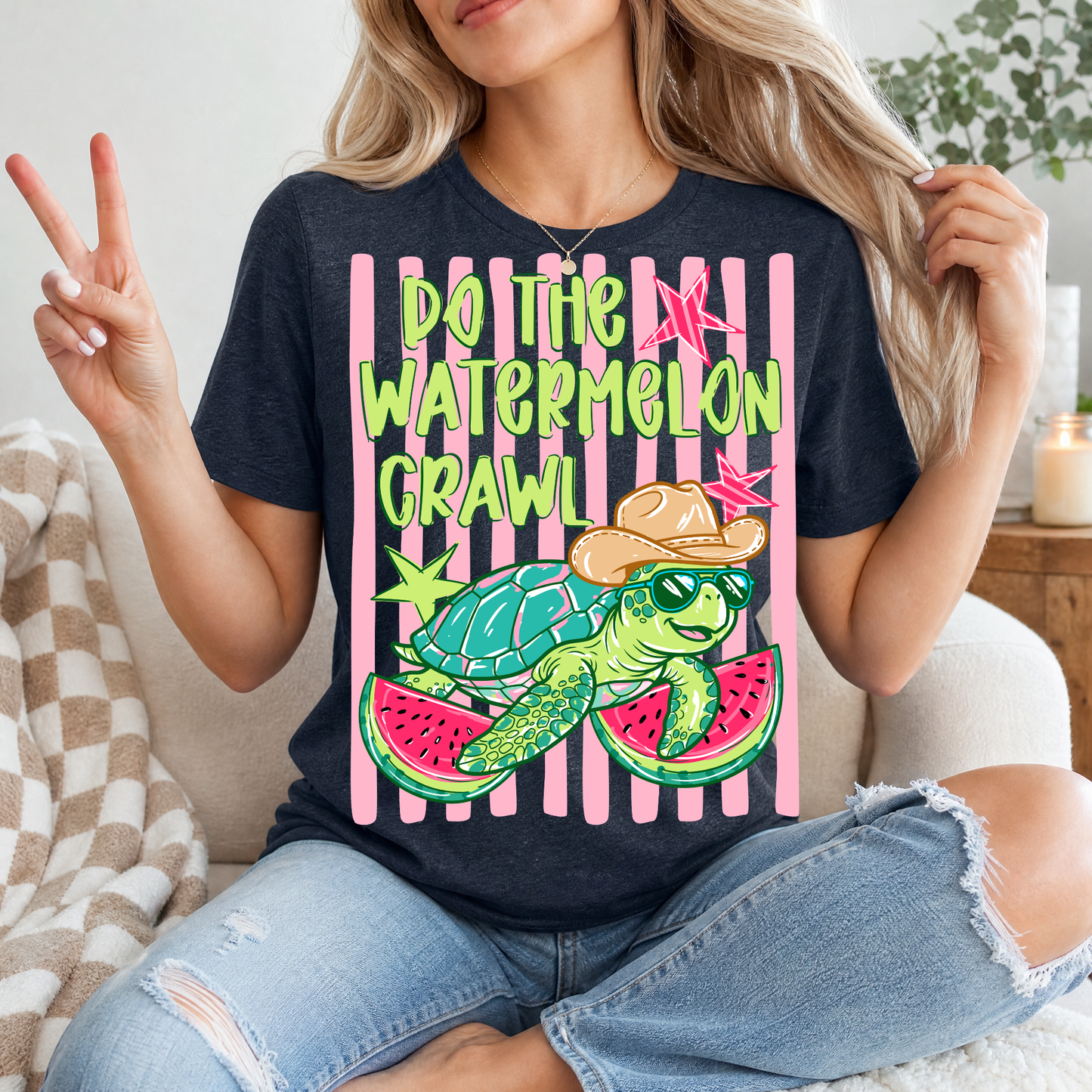 Watermelon Crawl Turtle Premium Graphic Tee