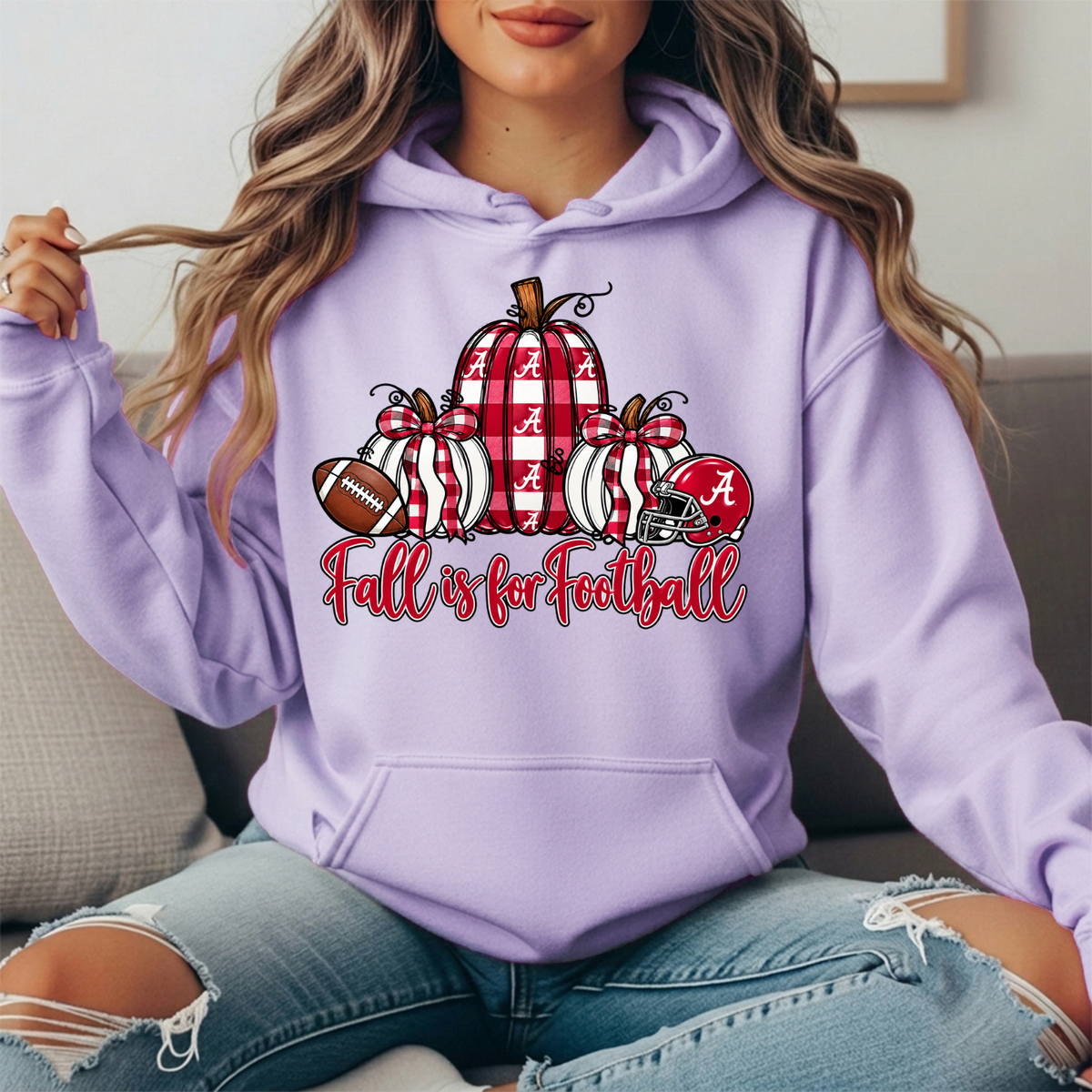 Alabama Crimson Tide Fall Is for Football Pumpkin Graphic Hoodie