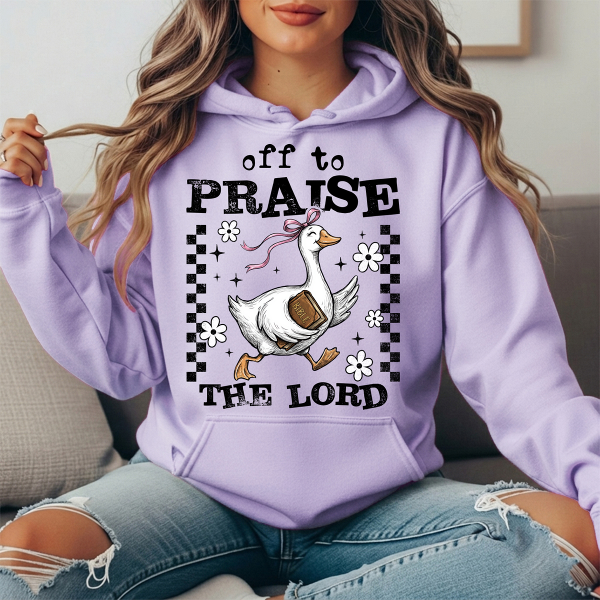 Off to Praise the Lord Goose Graphic Hoodie
