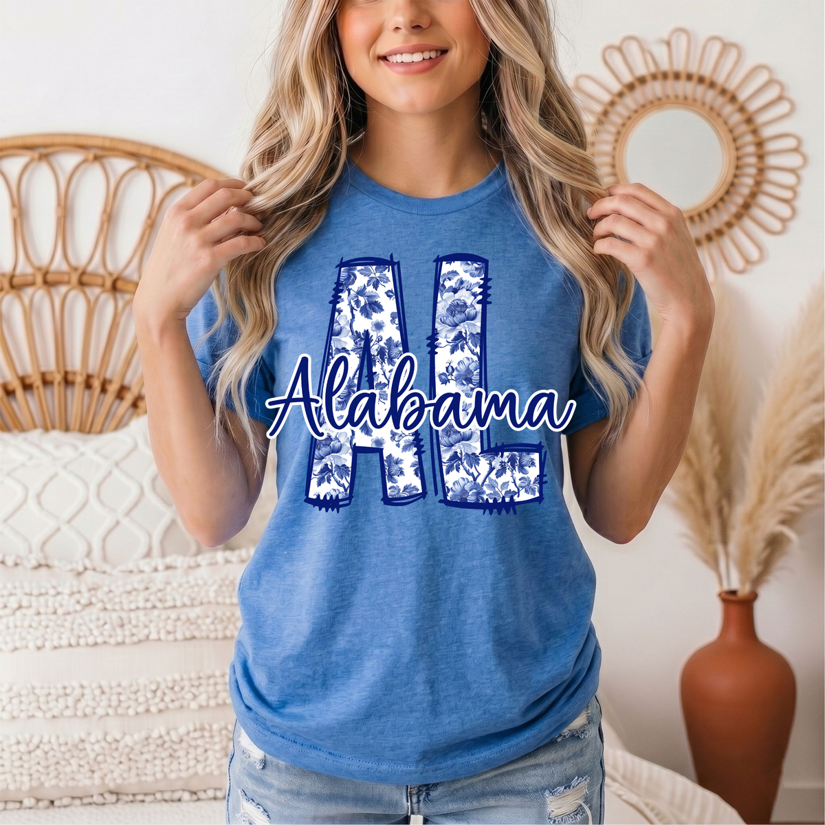 Alabama Blue Floral AL Graphic Tee