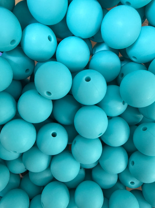 Wholesale 15mm Solid Silicone Beads- Aqua
