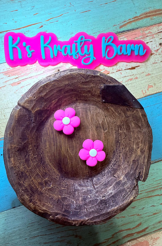 Silicone Focal Bead- Hot Pink Daisy Flower K's Krafty Barn