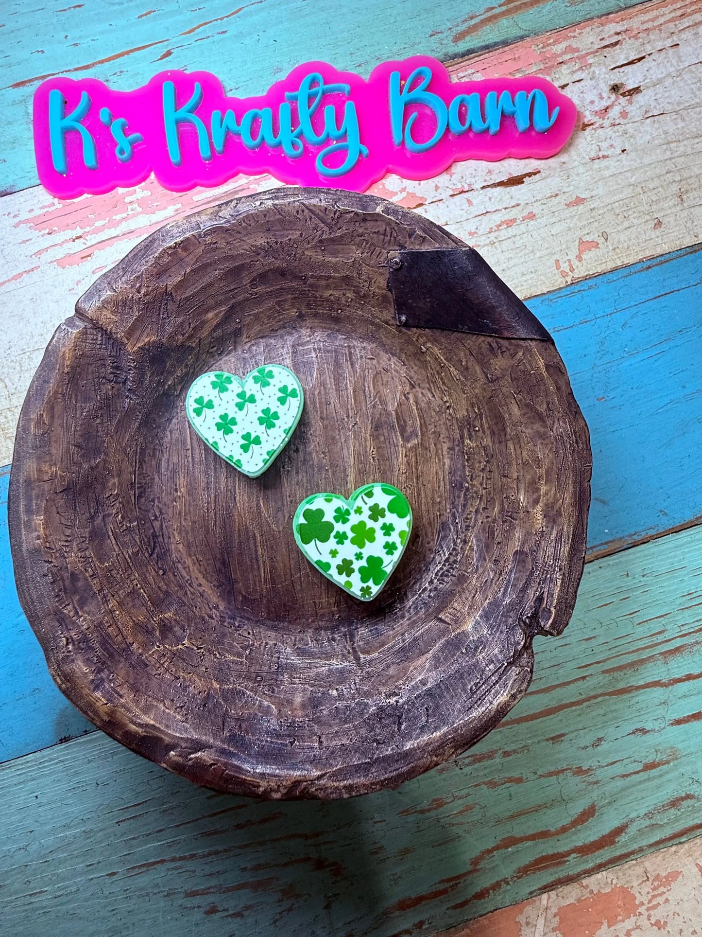 Silicone Focal Bead- Clover heart K's Krafty Barn