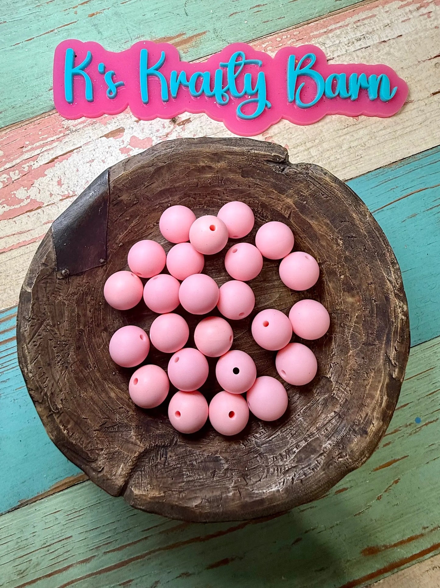 15mm Solid Silicone Beads- Baby Girl Pink K's Krafty Barn