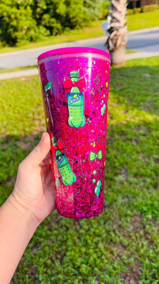 24oz Plastic Green Drink Snowglobe