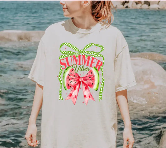 Watermelon Summer Vibes Bow K's Crafty Vibes Co.