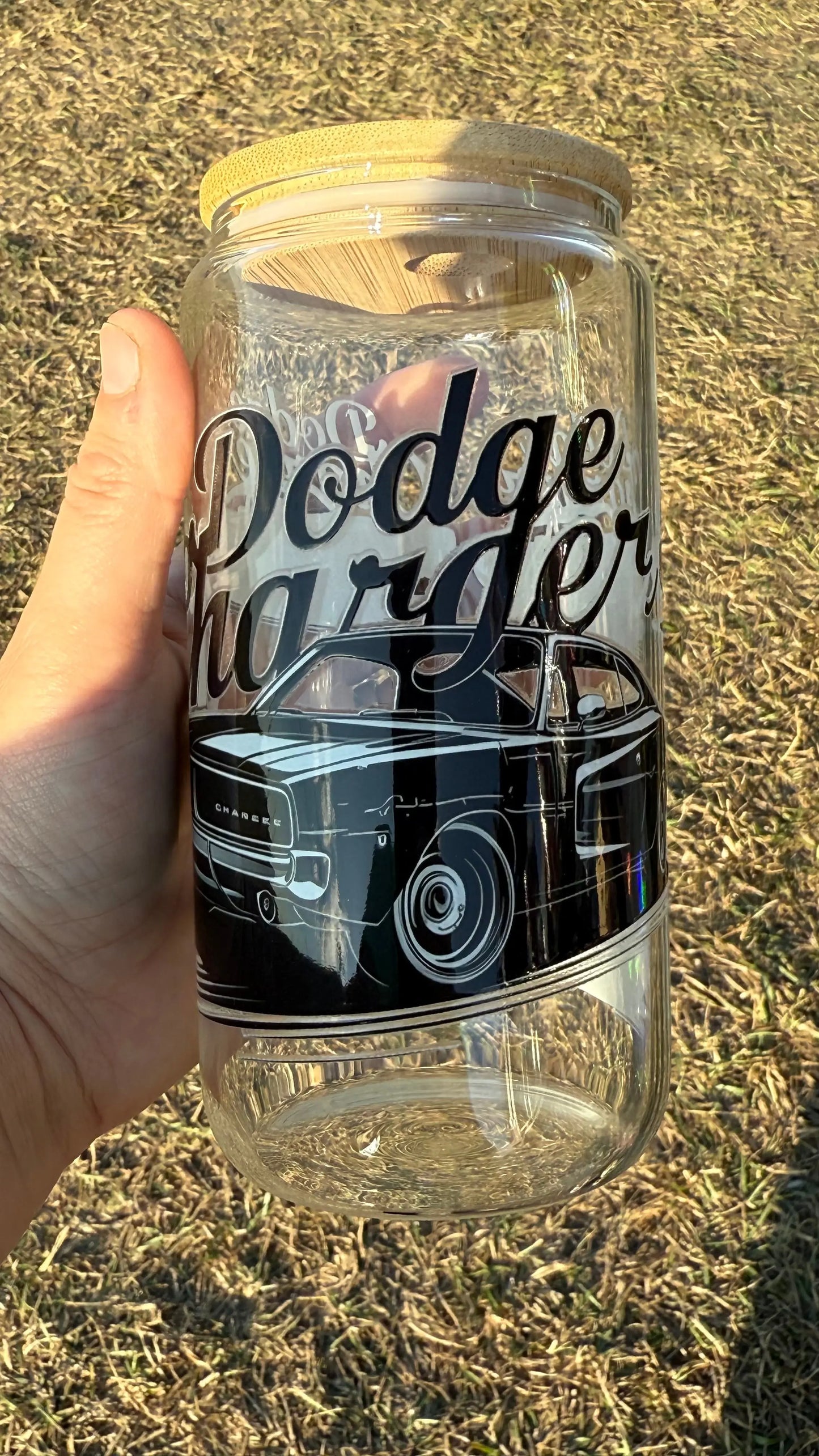 Black Charger 16oz Glass Libby K's Crafty Vibes Co.