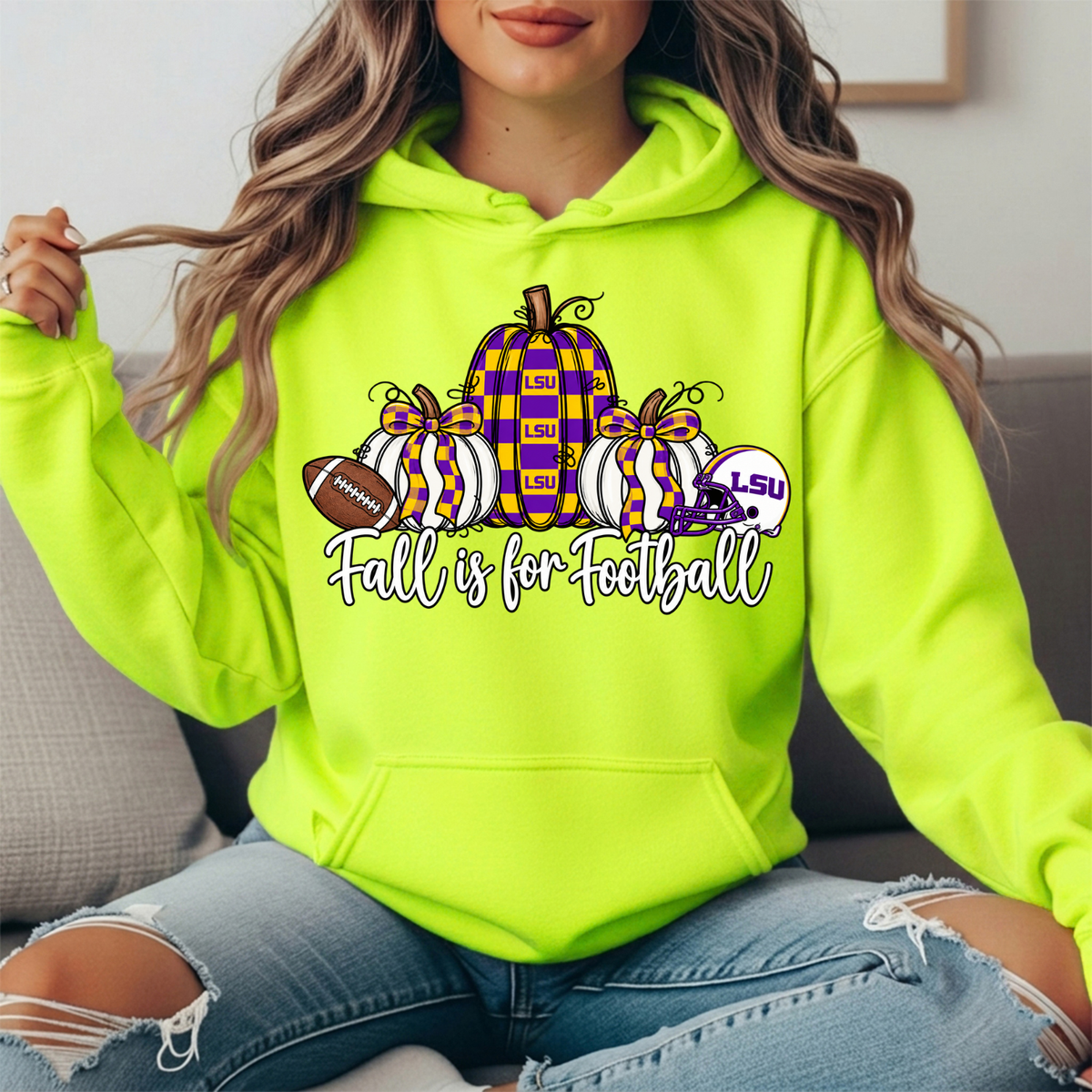 LSU Fall Is for Football Pumpkin Graphic Hoodie