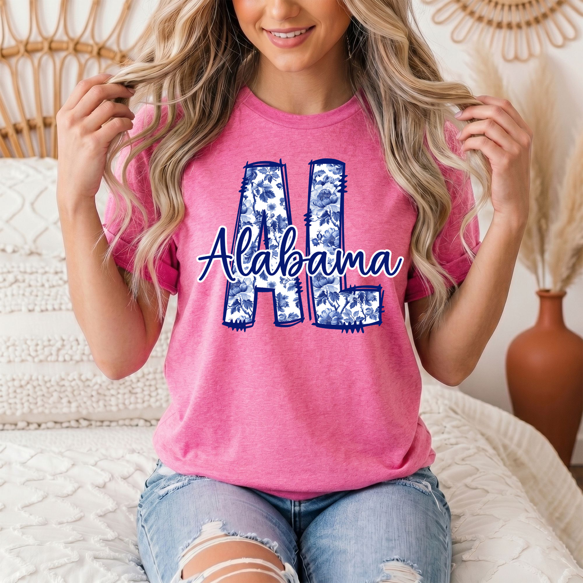 Alabama Blue Floral AL Graphic Tee