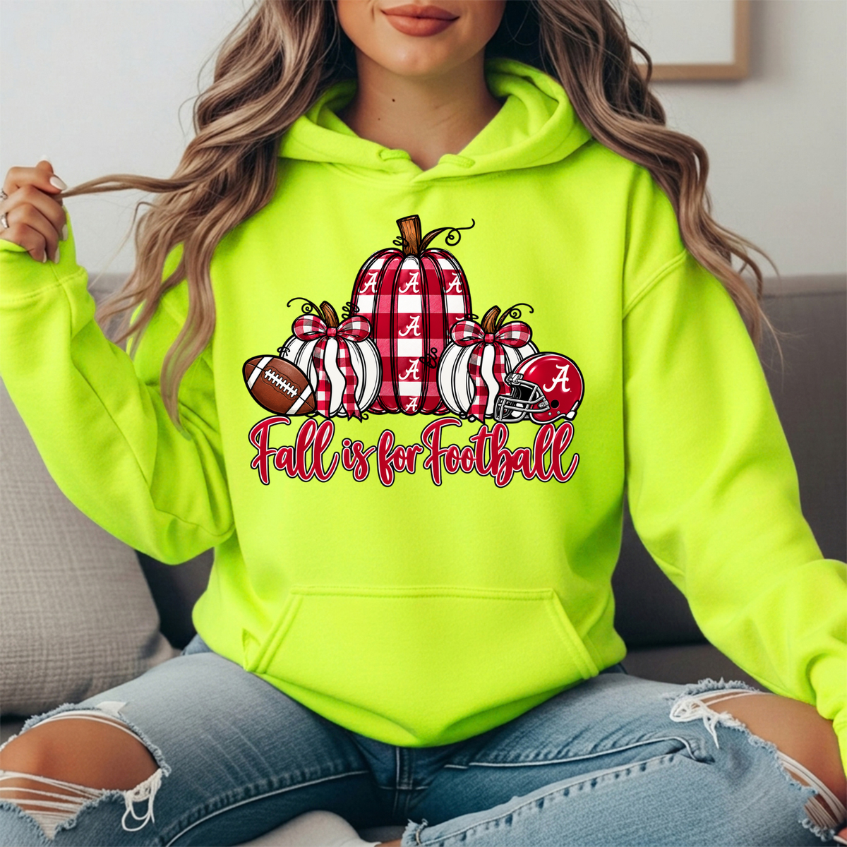 Alabama Crimson Tide Fall Is for Football Pumpkin Graphic Hoodie