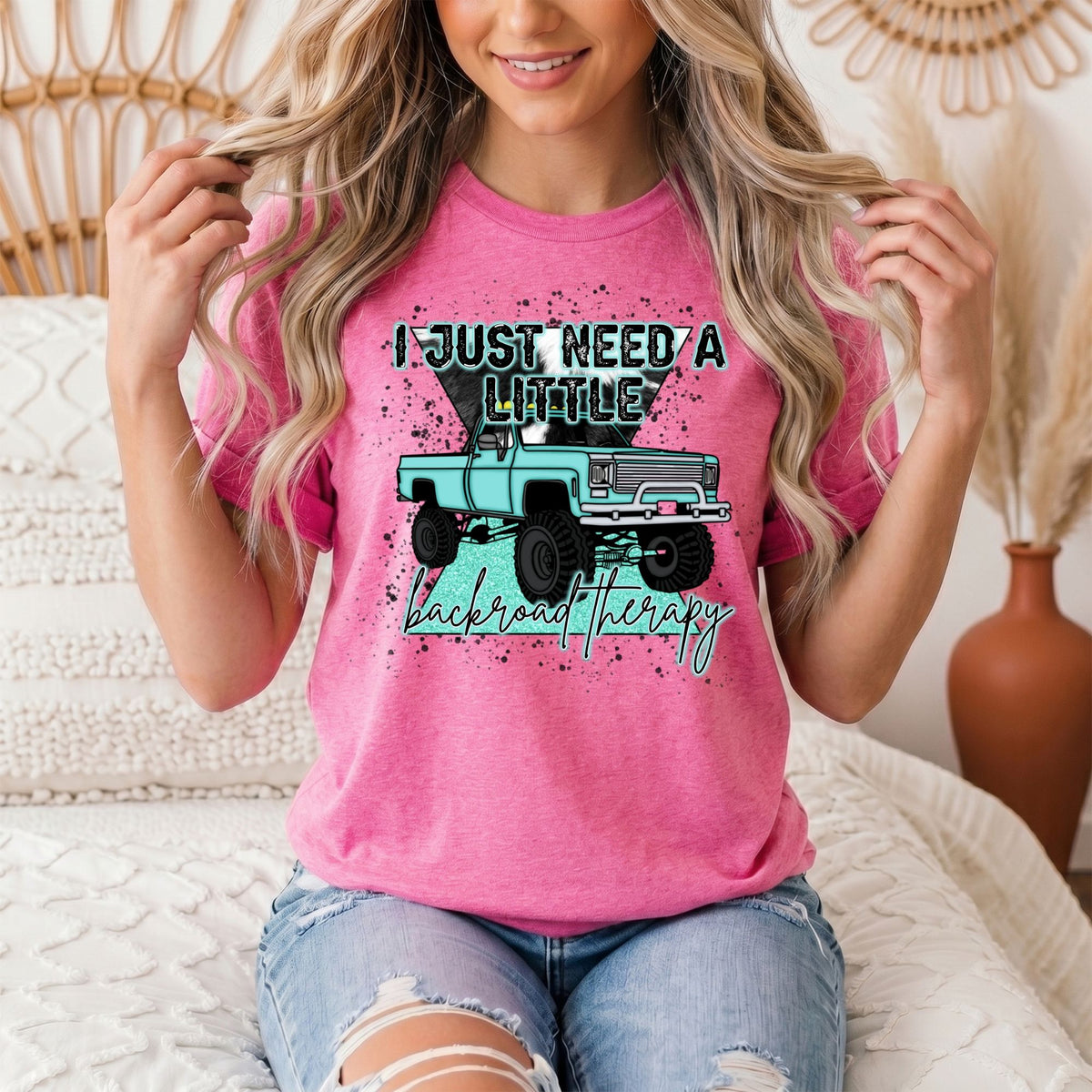Backroad Therapy Turquoise Truck Graphic Tee