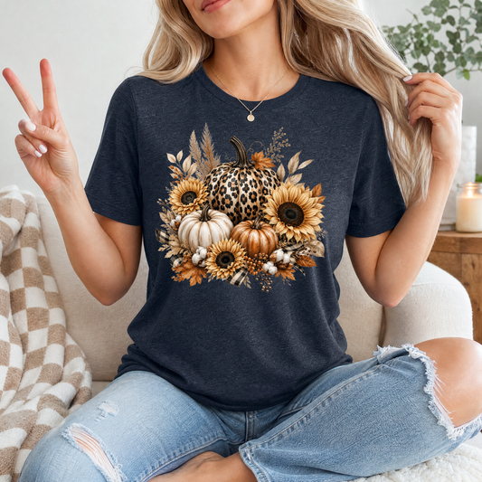 Leopard Pumpkin Sunflower Premium Graphic Tee