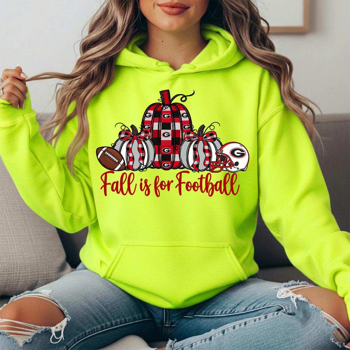 Georgia Bulldogs Fall Is for Football Pumpkin Graphic Hoodie