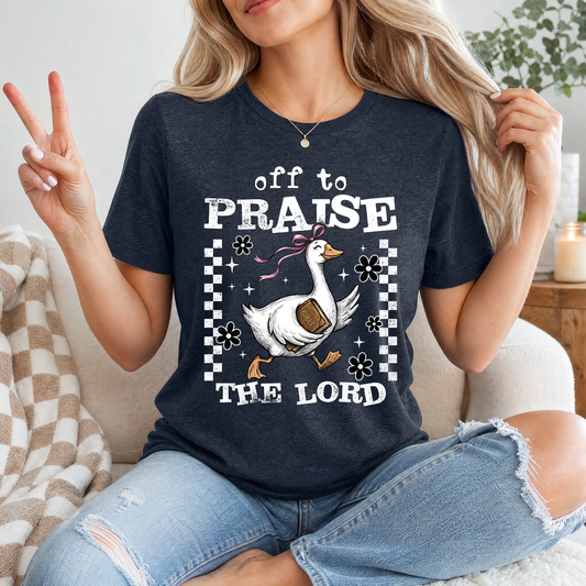 Off To Praise The Lord Christian Graphic Tee