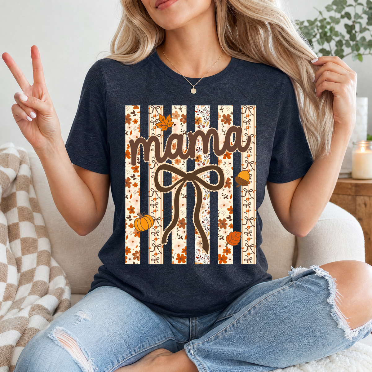 Striped Preppy Fall Premium Graphic Tee