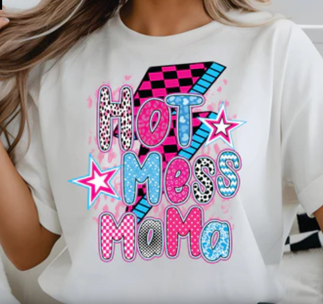 Hot mess Mama-pink checkered