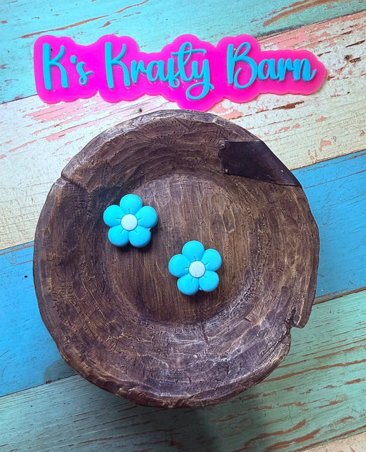 Silicone Focal Bead-Teal Daisy Flower K's Krafty Barn