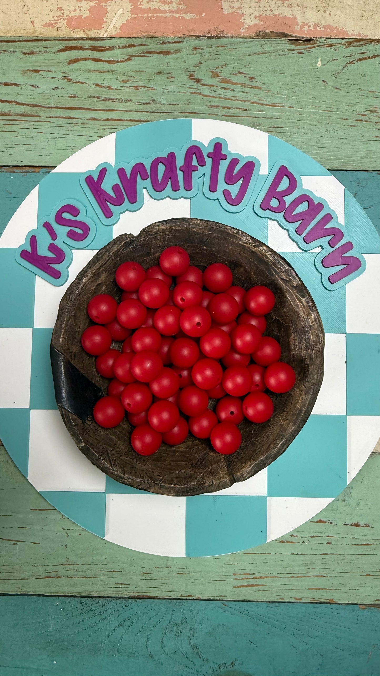 15mm Solid Silicone Beads- Cherry Red