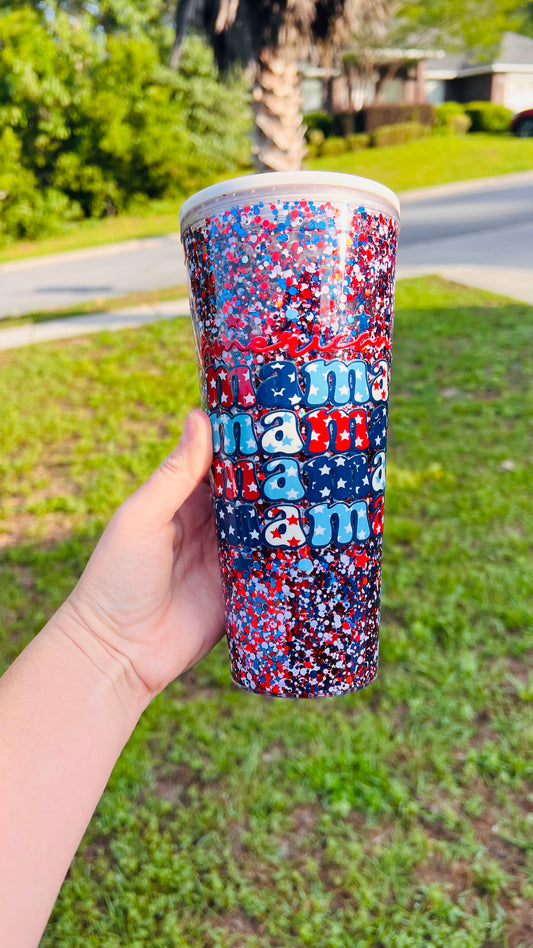 24oz Plastic American Mama Snowglobe