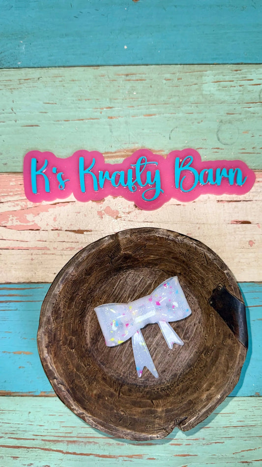 Silicone Focal Bead- confetti jelly bow K's Krafty Barn