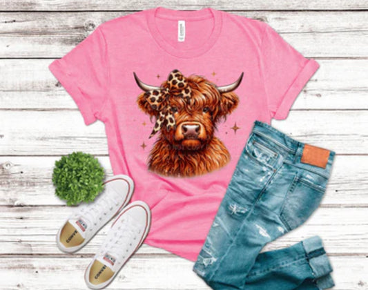 Highland Cow Leopard Bow