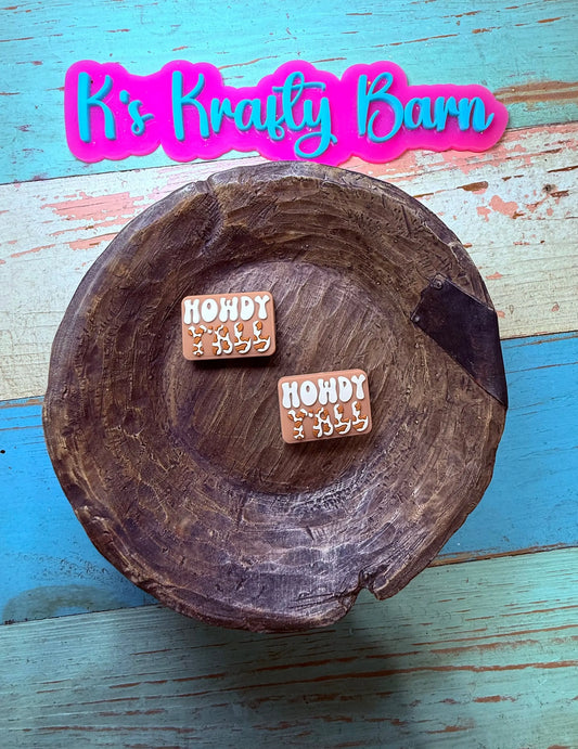 Silicone Focal Bead- Tan Howdy Y’all K's Krafty Barn
