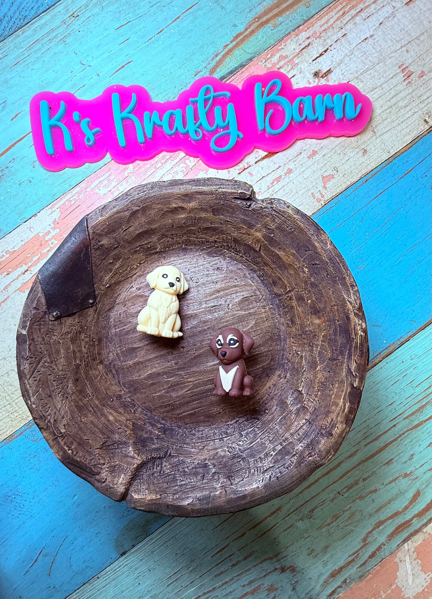 Wholesale Silicone Focal Bead- 3D Brown dog