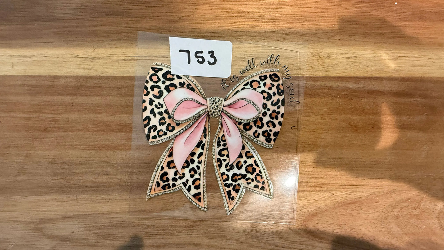 #753 Leopard pink bow K's Krafty Barn