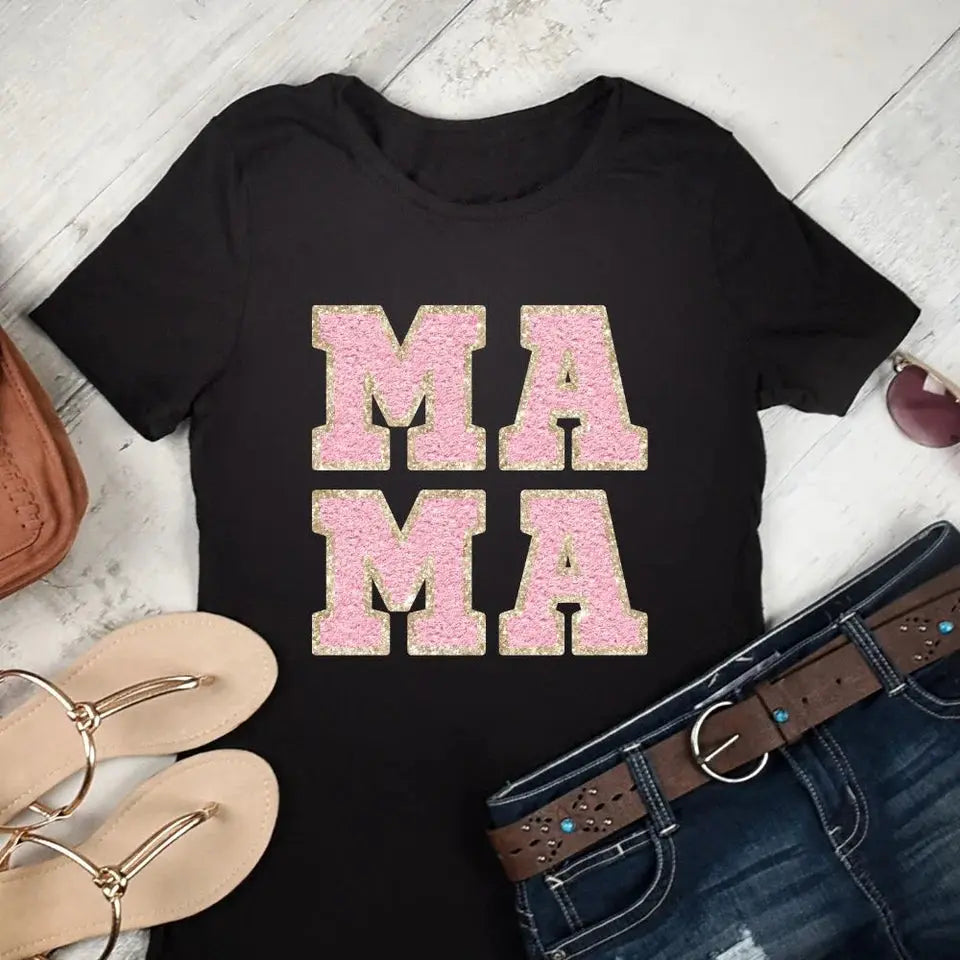 Light Pink Glitter Mama Shirt – Trendy Mom Graphic Tee K's Krafty Barn
