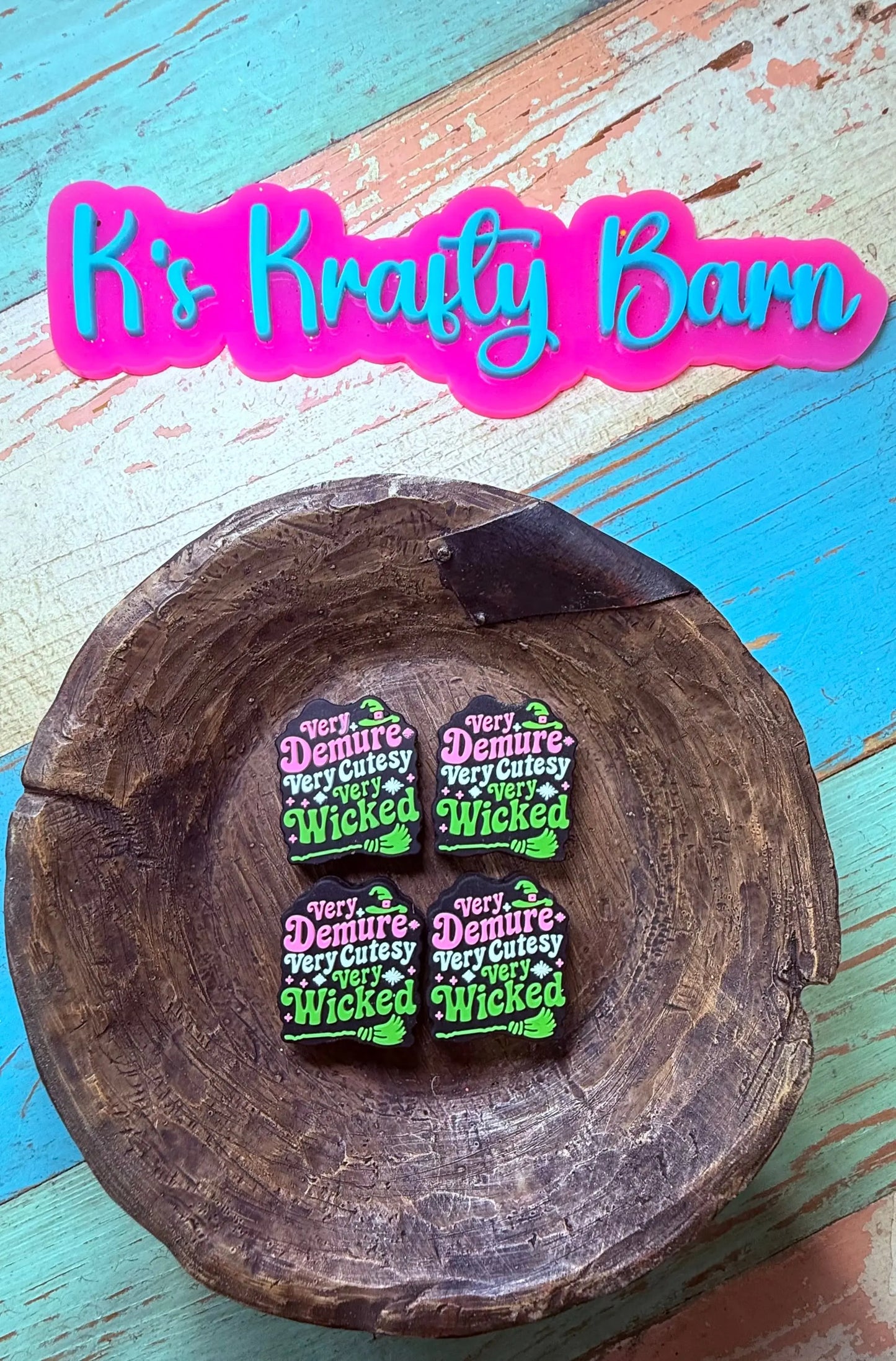 Silicone Focal Bead- Very demure very cutesy very wicked K's Krafty Barn