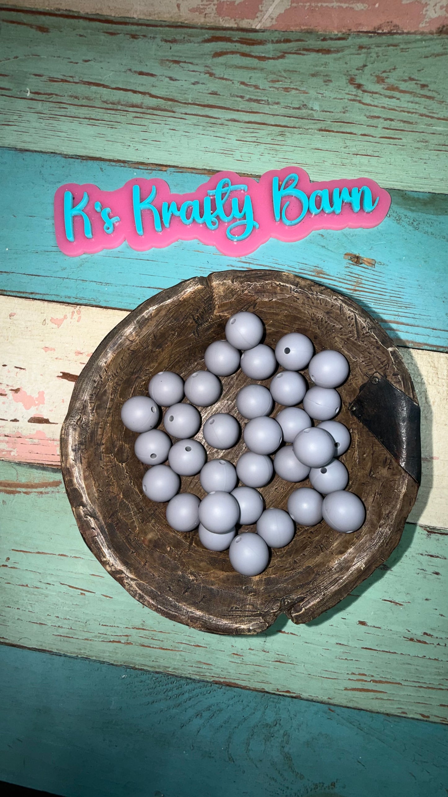 15mm Solid Silicone Beads-Silver Mist