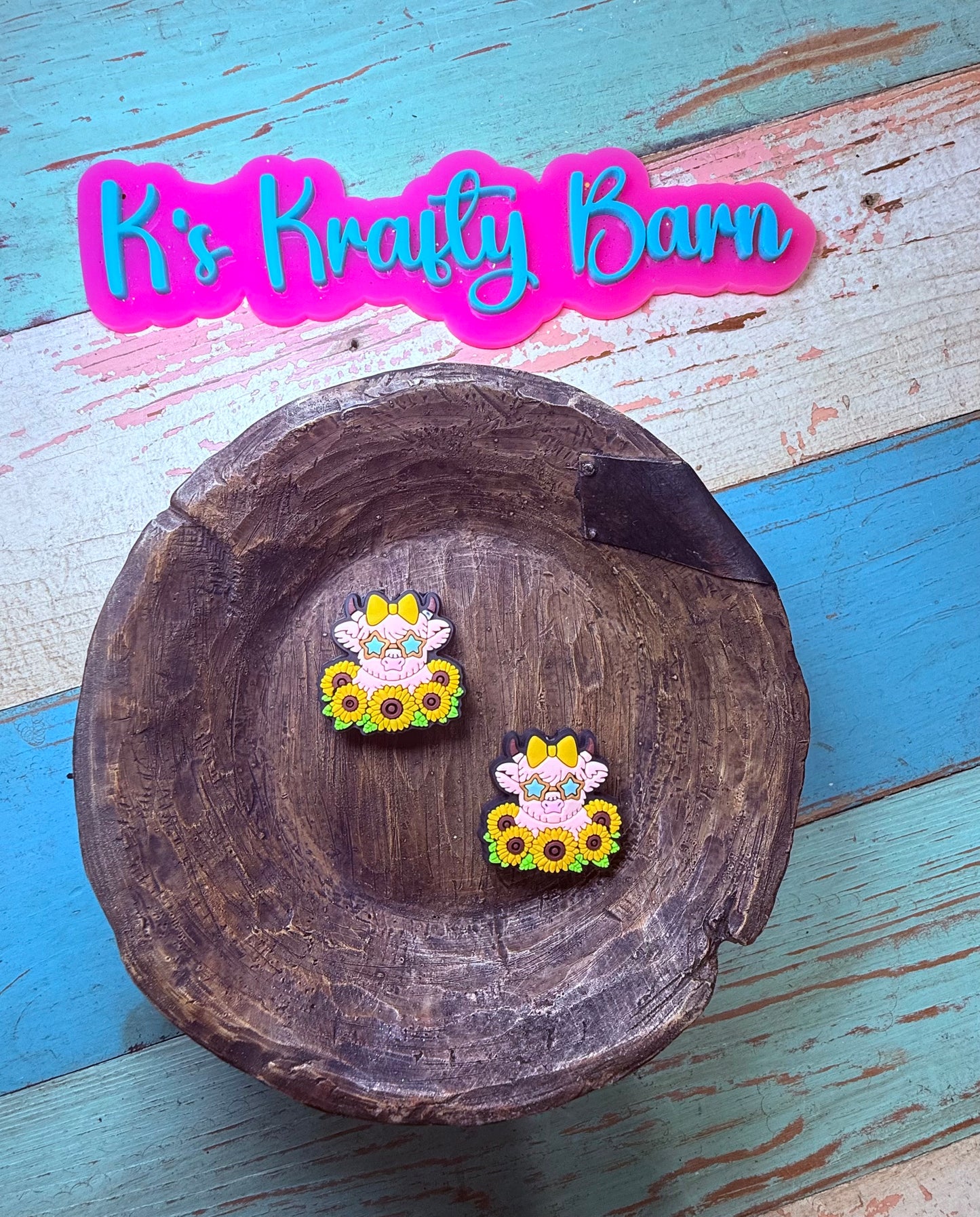 Wholesale Silicone Focal Bead- Sunflower highland