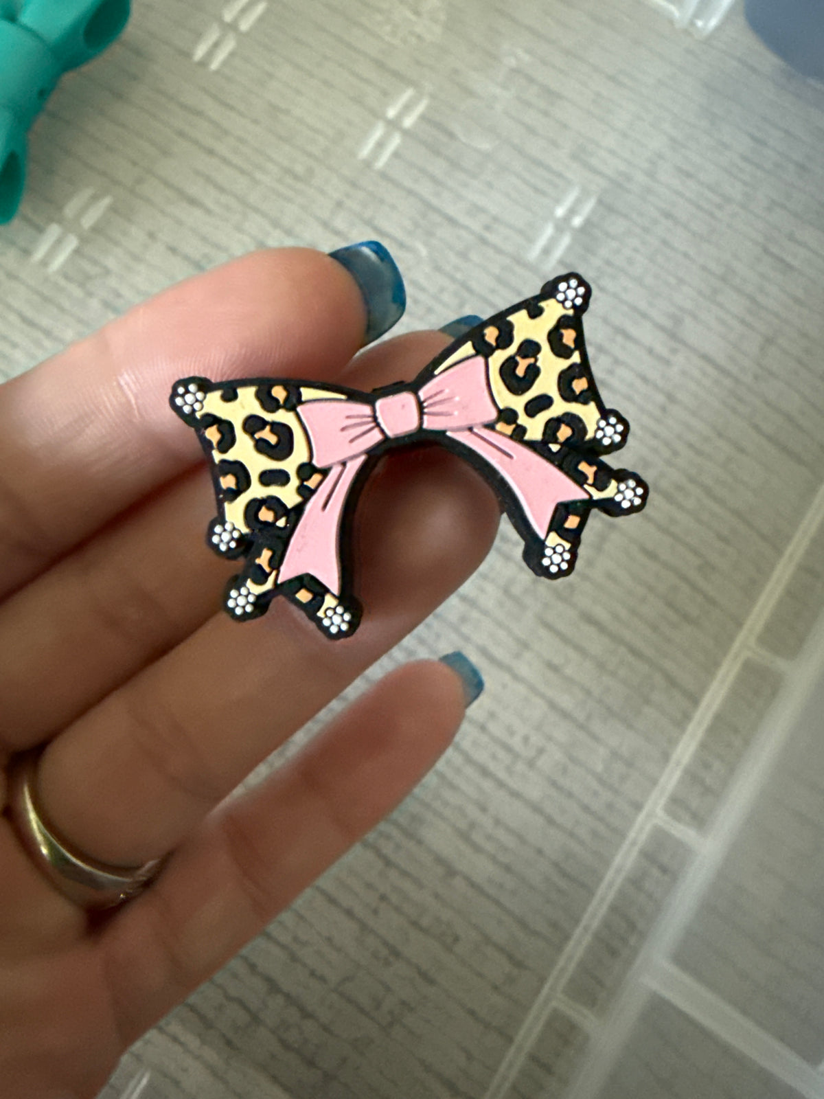 Silicone Focal Bead- Rosie Leopard Bow